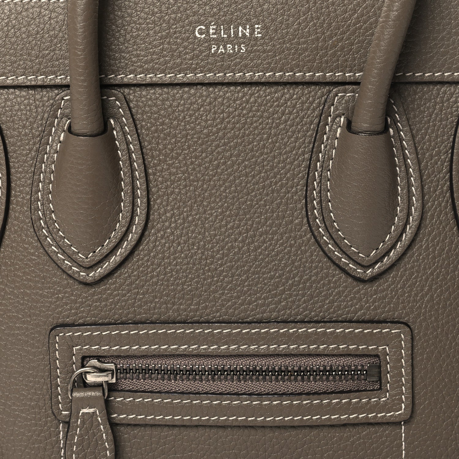Celine Drummed Calfskin Nano Luggage Souris 7 of 9