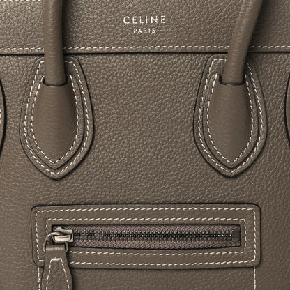 Celine Drummed Calfskin Nano Luggage Souris 7 of 9