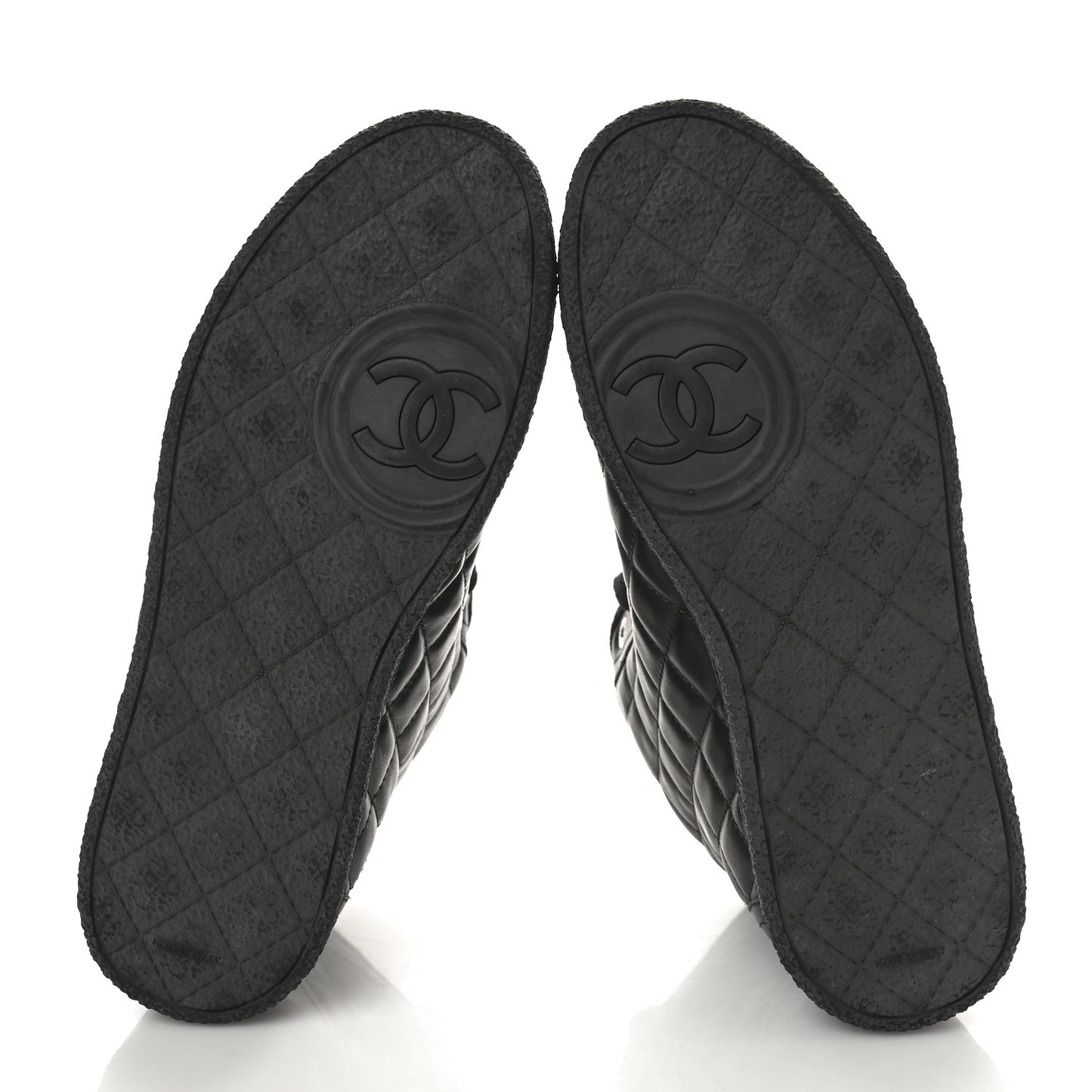 Lambskin Quilted High Top Sneakers 36.5 Black