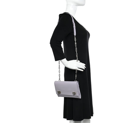 Prada Saffiano Cuir Twist Lock Chain Flap Crossbody Bag Glicine 2 of 16