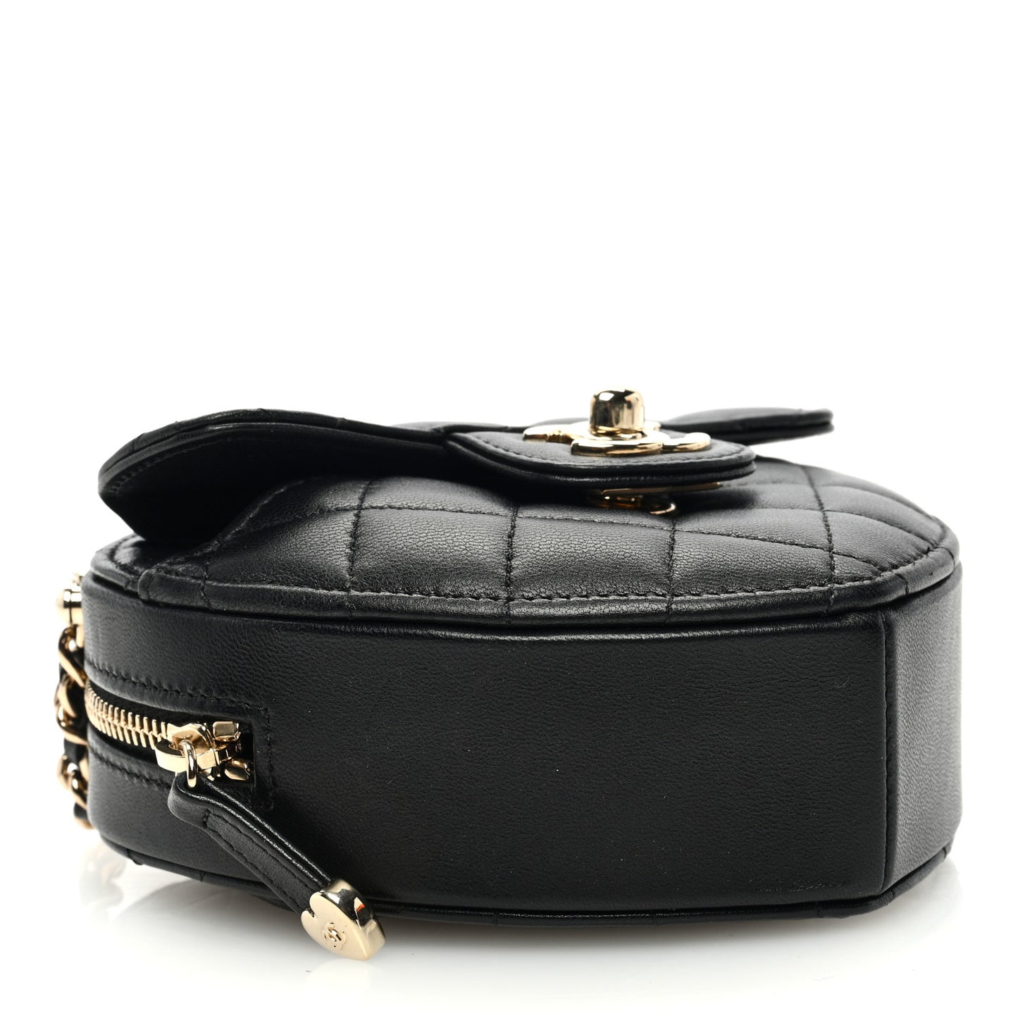 Lambskin Quilted CC In Love Heart Clutch With Chain Black