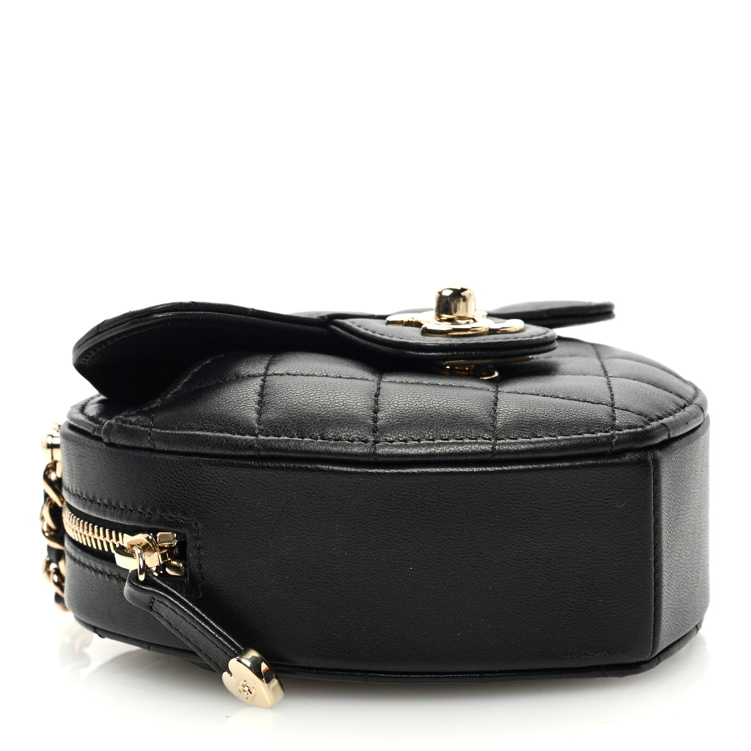 Chanel Lambskin Quilted CC In Love Heart Clutch With Chain Black 4 of 10