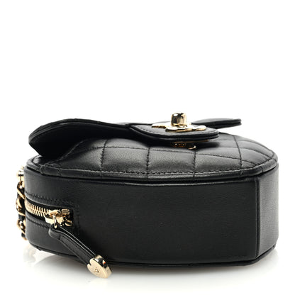 Chanel Lambskin Quilted CC In Love Heart Clutch With Chain Black 4 of 10