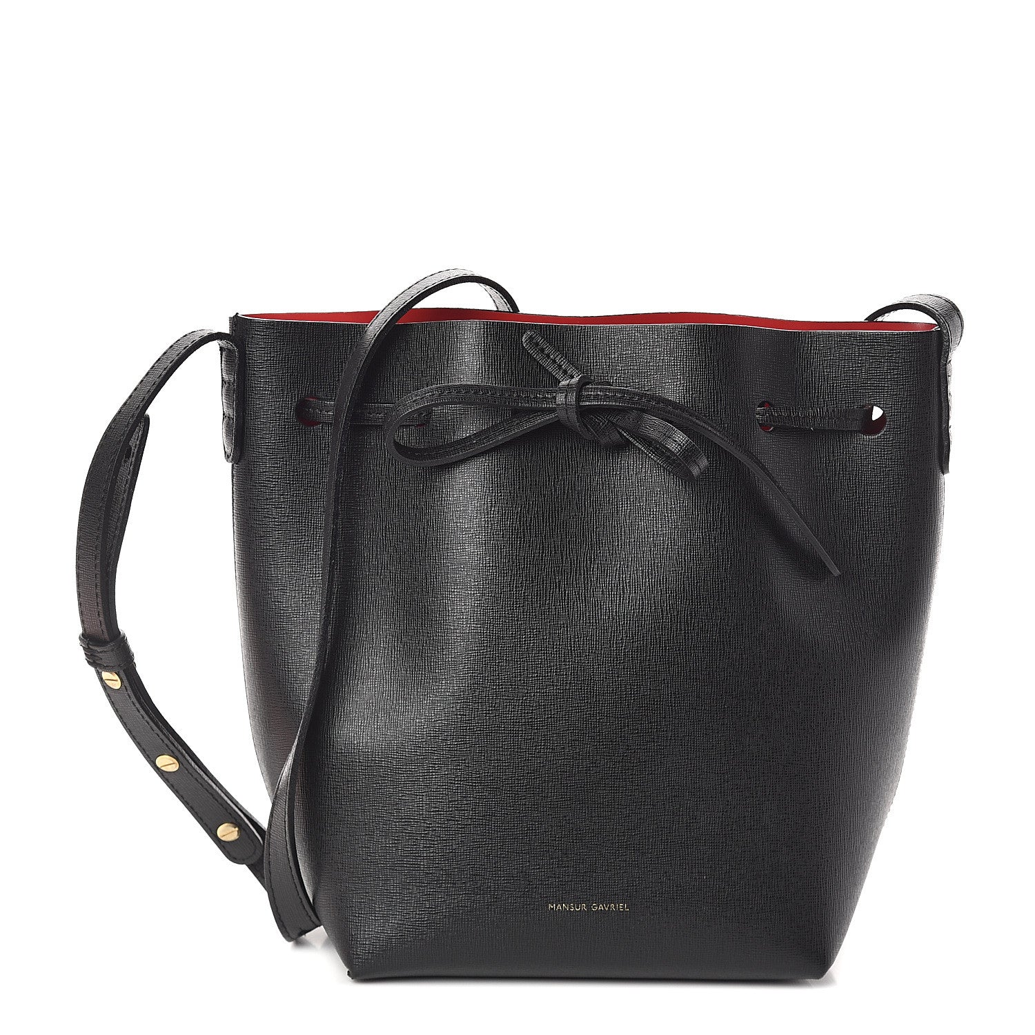 Mansur Gavriel Saffiano Mini Bucket Bag Black 1 of 8