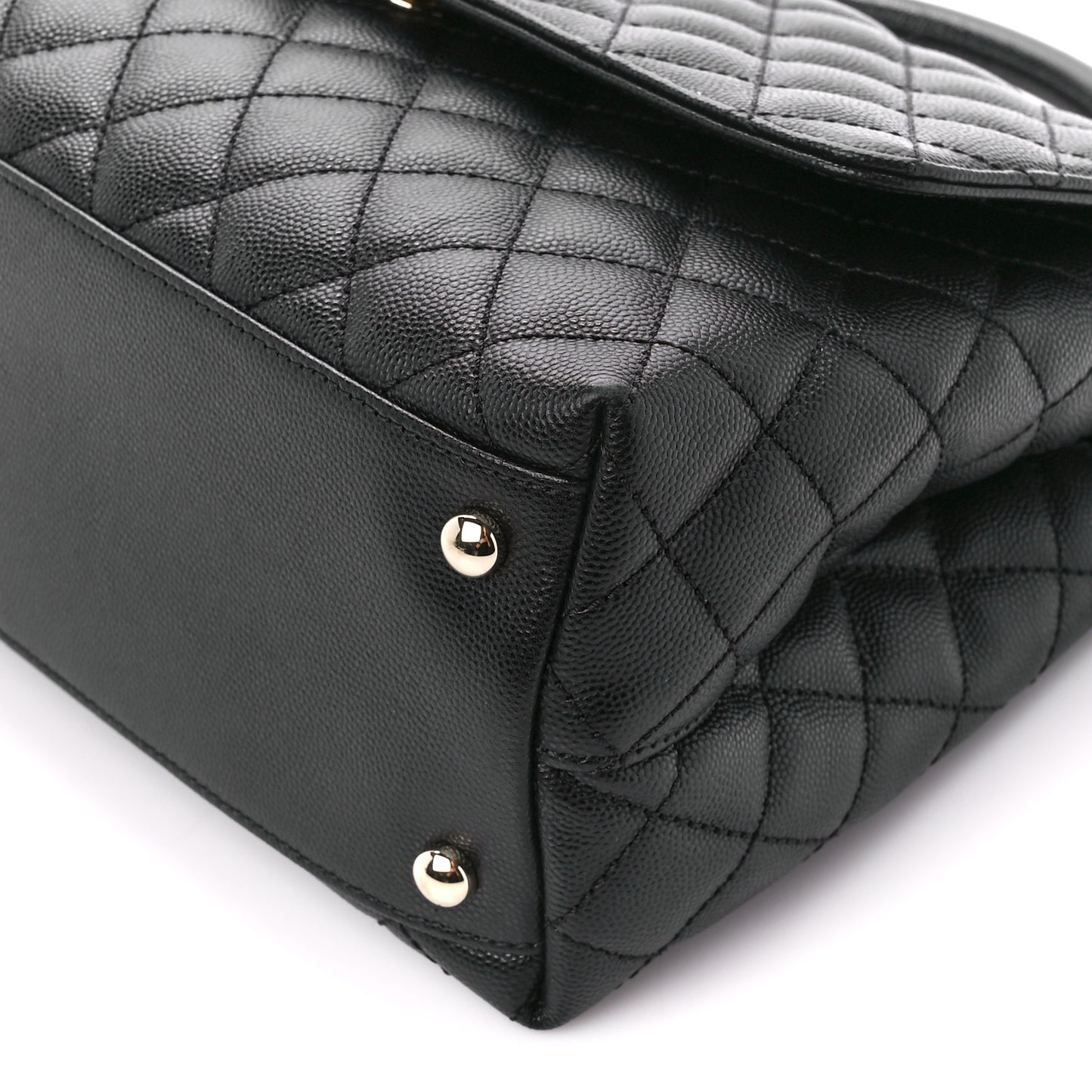 Caviar Quilted Small Coco Handle Flap Black