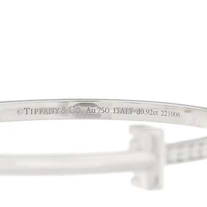 Tiffany 18K White Gold Diamond Narrow T1 Hinged Bangle Bracelet 3 of 3