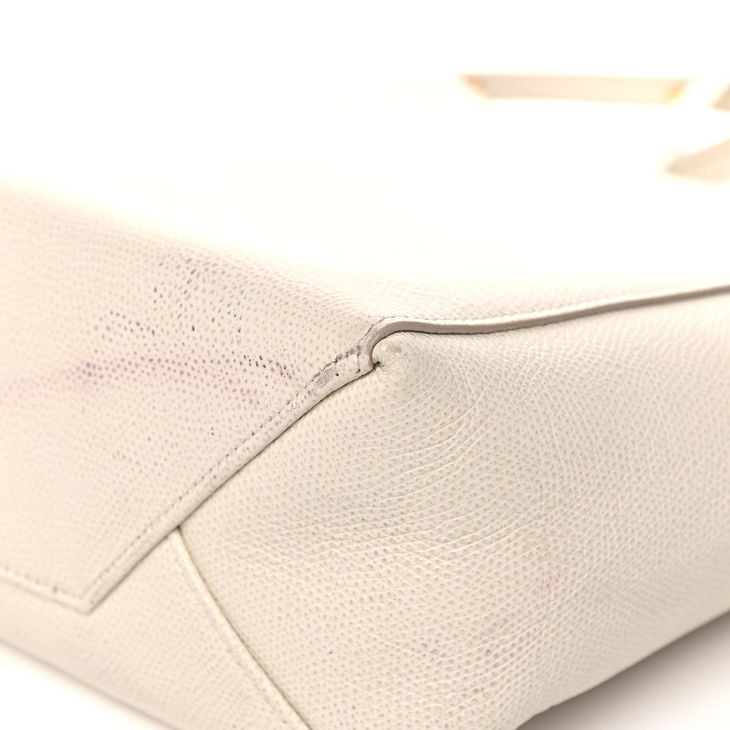 Grained Calfskin Small Vertical Cabas Cream