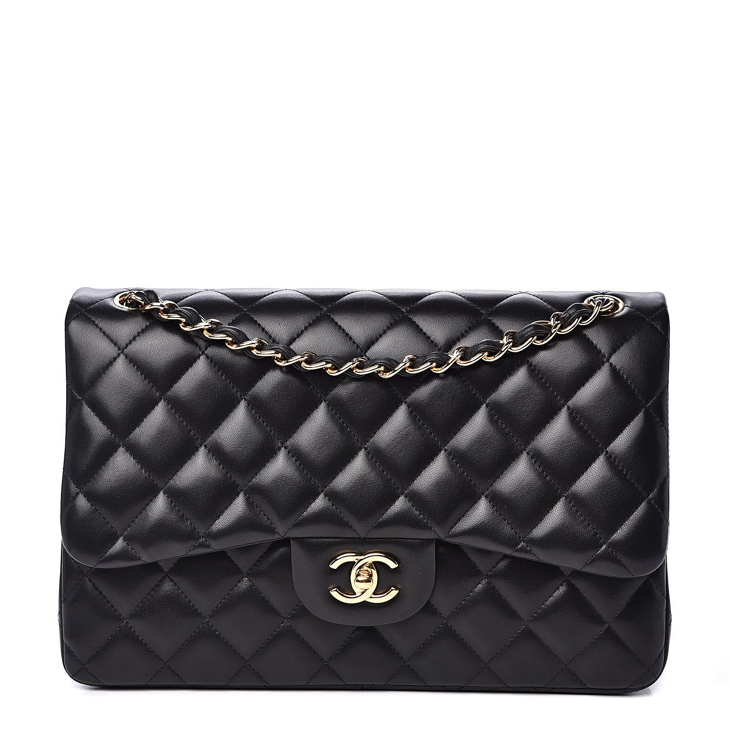Chanel Lambskin Quilted Jumbo Double Flap Black 1 of 13