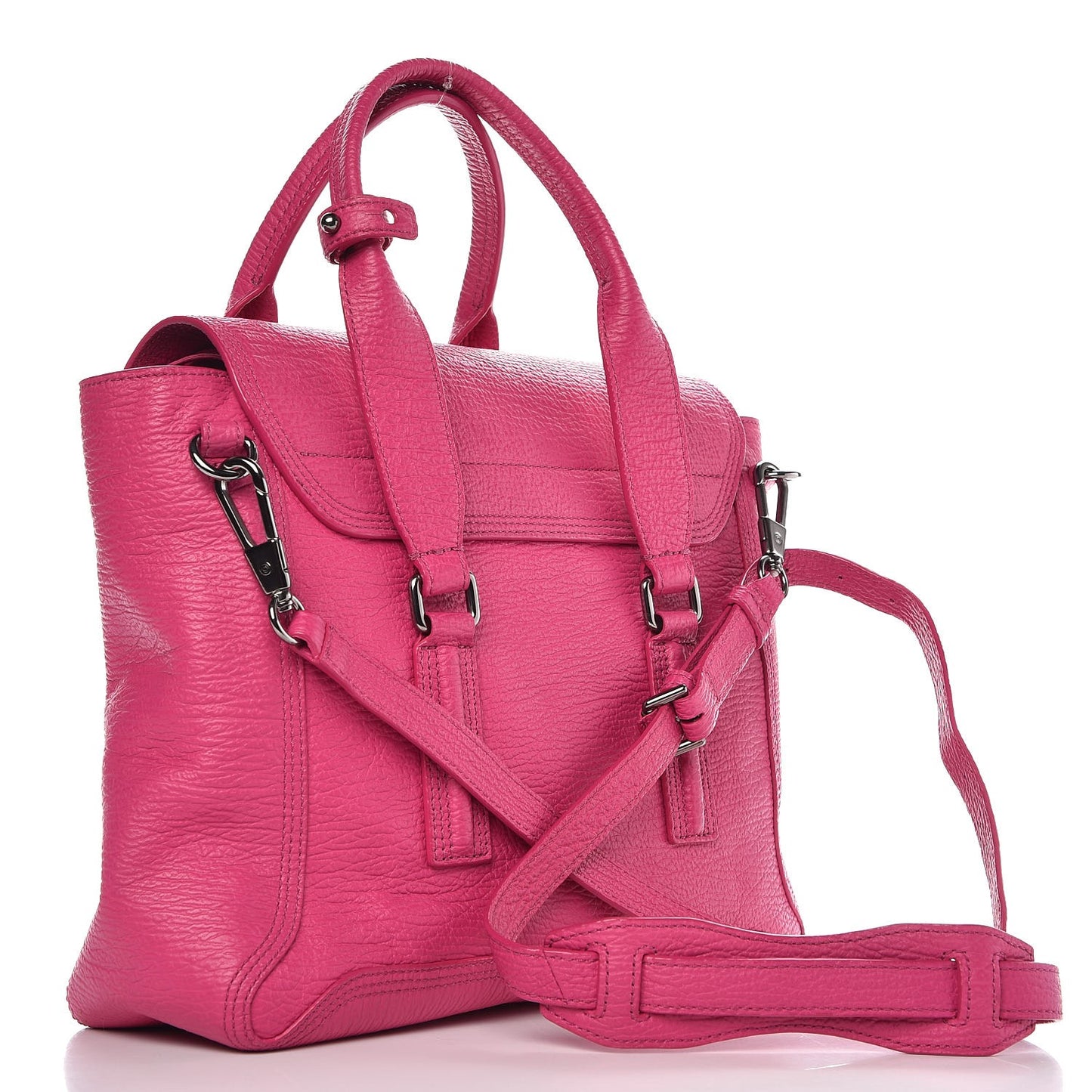 3.1 Textured Calfskin Medium Pashli Satchel Fuchsia