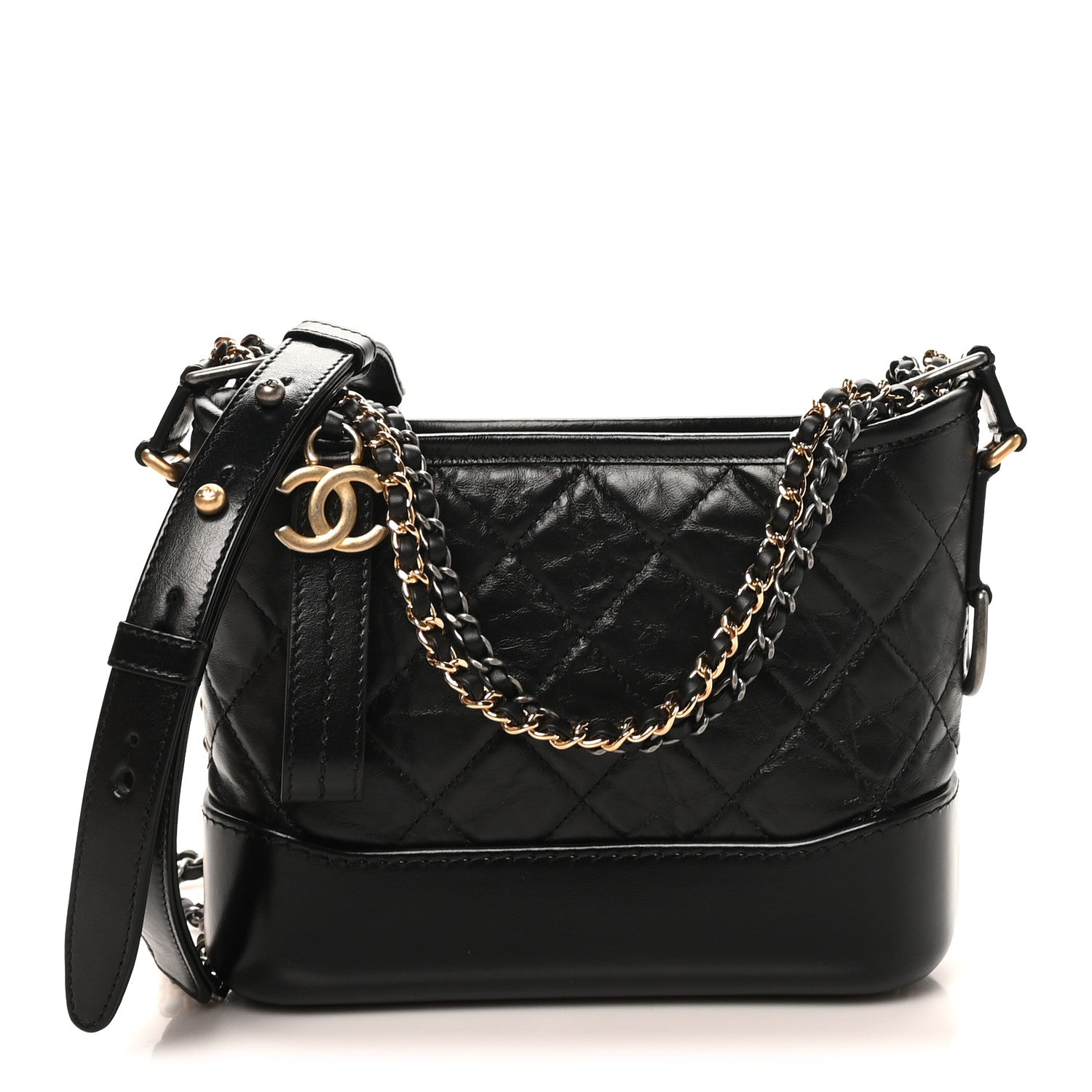 Chanel Aged Calfskin Quilted Small Gabrielle Hobo Black 1 of 11