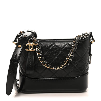 Chanel Aged Calfskin Quilted Small Gabrielle Hobo Black 1 of 11
