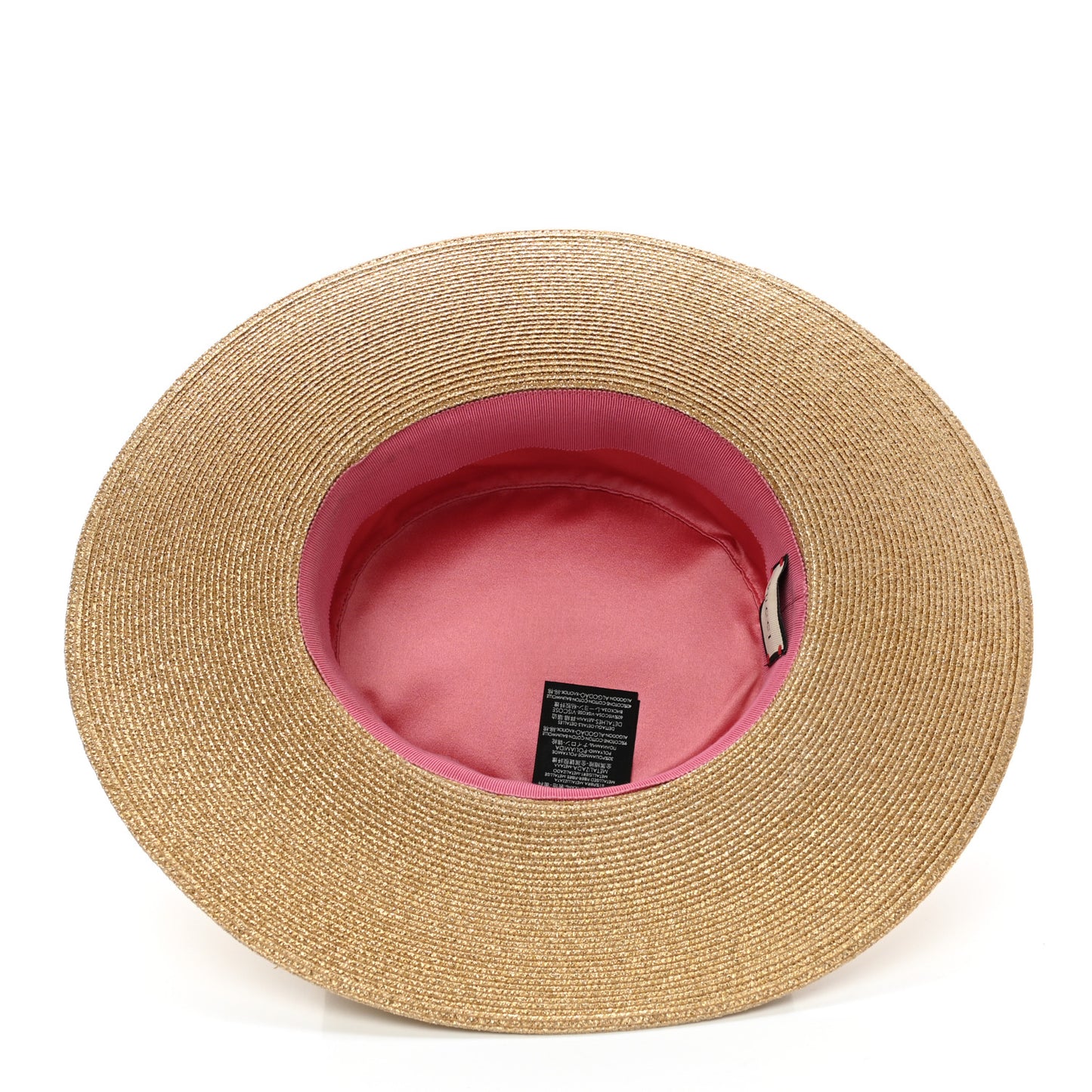 Glittered Straw Grosgrain Wide Brim Hat S Gold Black