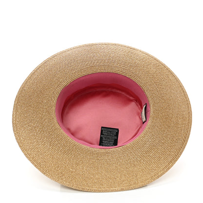 Gucci Glittered Straw Grosgrain Wide Brim Hat S Gold Black 7 of 9