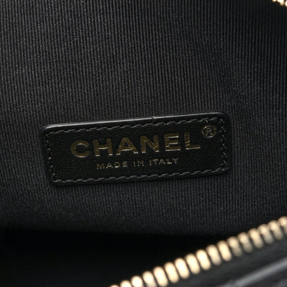 Chanel Shiny Crumpled Lambskin Quilted Medium Preppy Pocket Camera Case Black 6 of 10