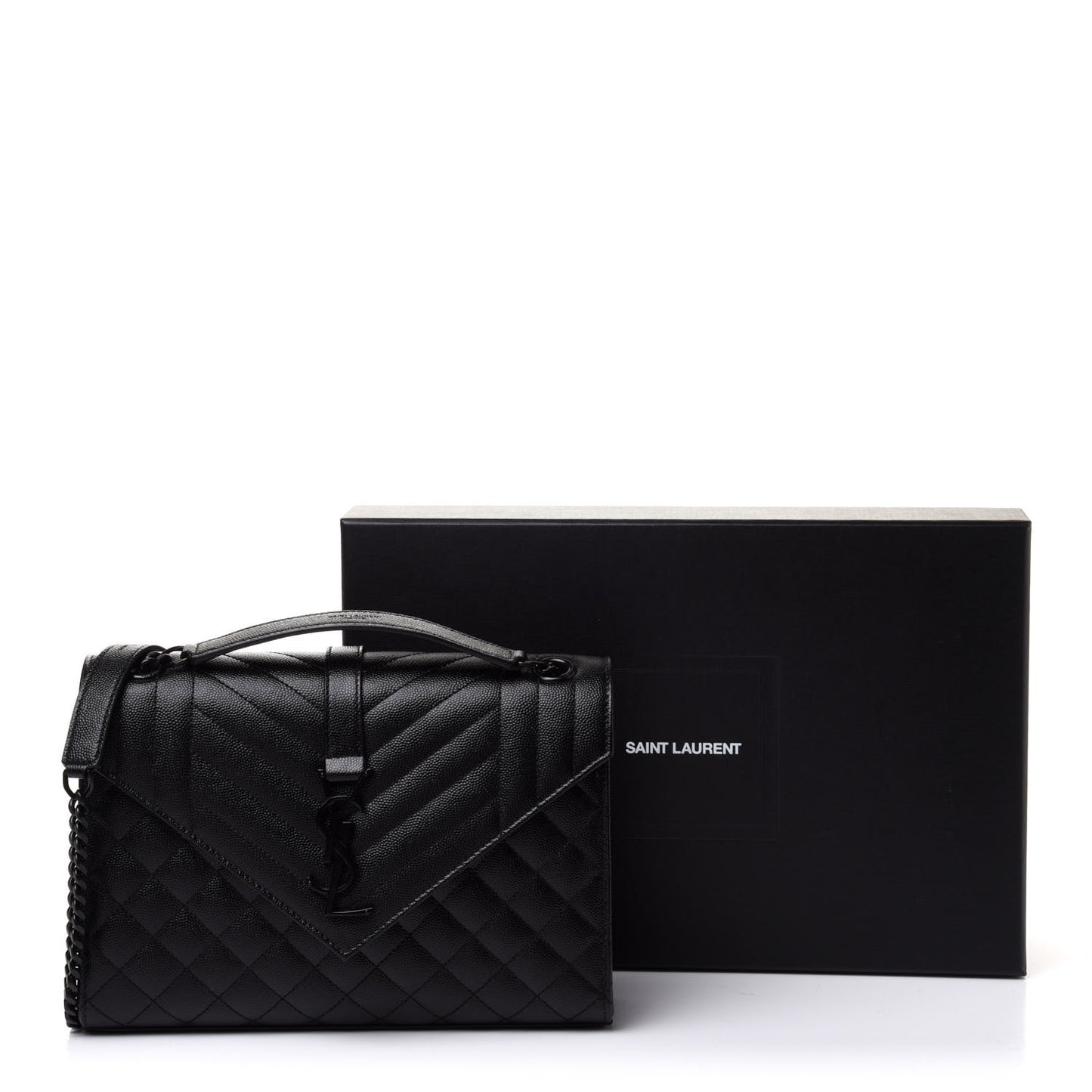 Grain De Poudre Textured Mixed Matelasse Triquilt Medium Monogram Satchel Black