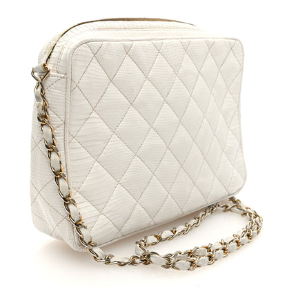 Chanel Lizard Quilted Small Tassel Camera Case White 3 of 11