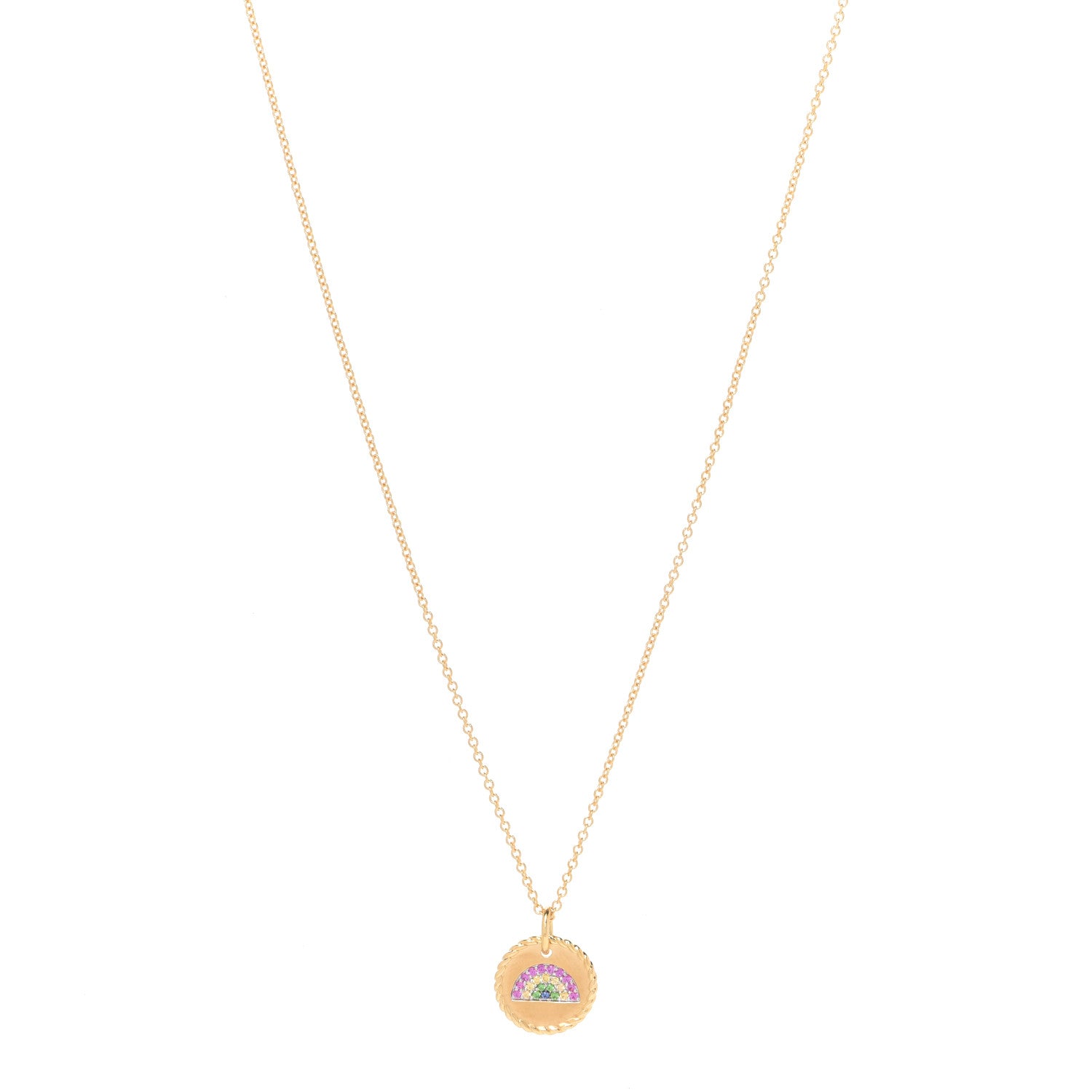 David Yurman 18K Yellow Gold Pink Yellow Blue Sapphire Tsavorite Collectibles Rainbow Pendant Necklace 1 of 6