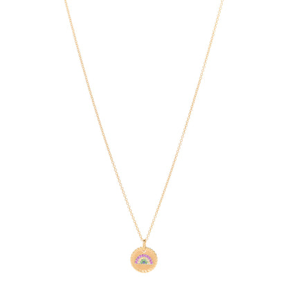 David Yurman 18K Yellow Gold Pink Yellow Blue Sapphire Tsavorite Collectibles Rainbow Pendant Necklace 1 of 6