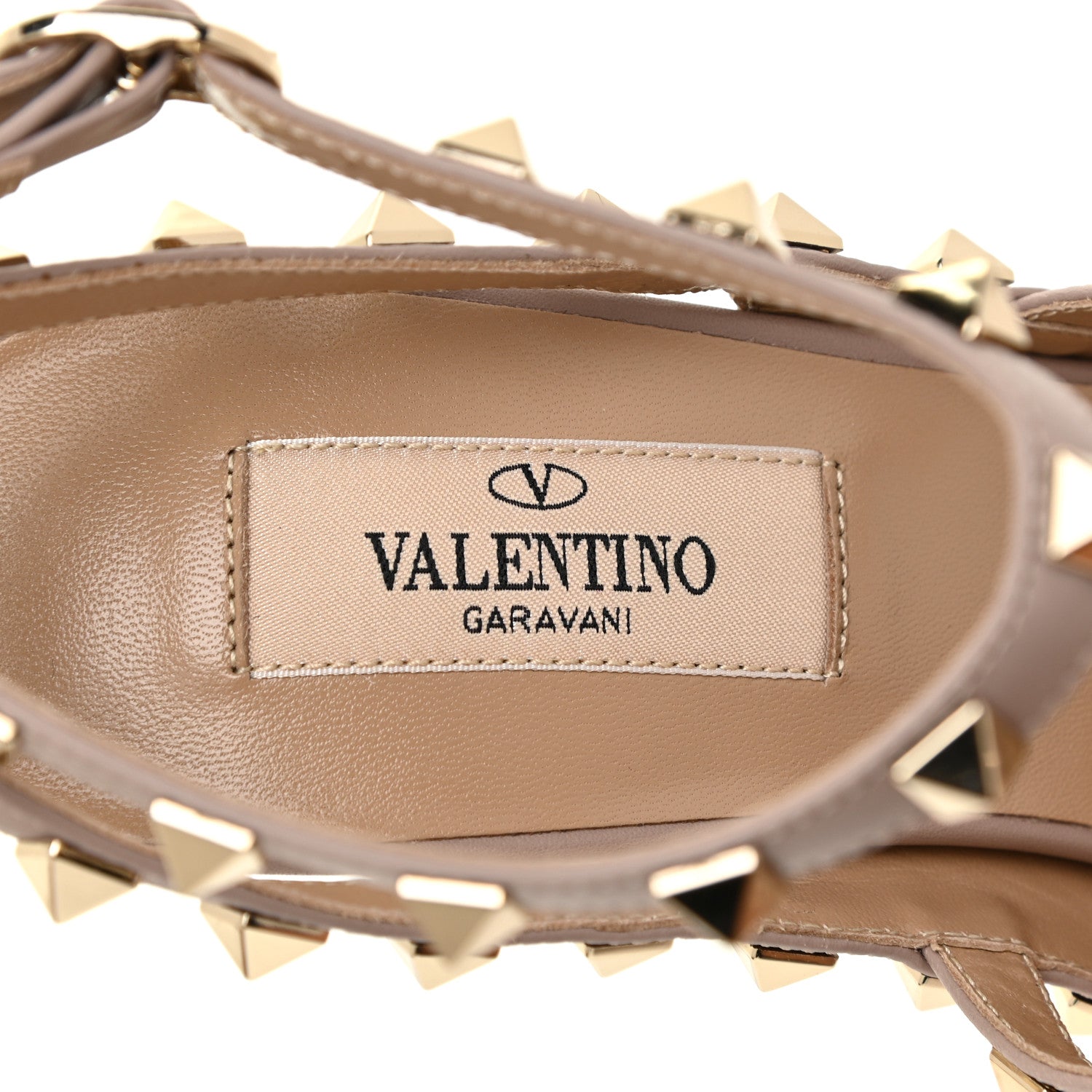 Valentino Garavani Pebbled Calfskin Rockstud Ankle Strap 100mm Pumps 37.5 Poudre 10 of 11