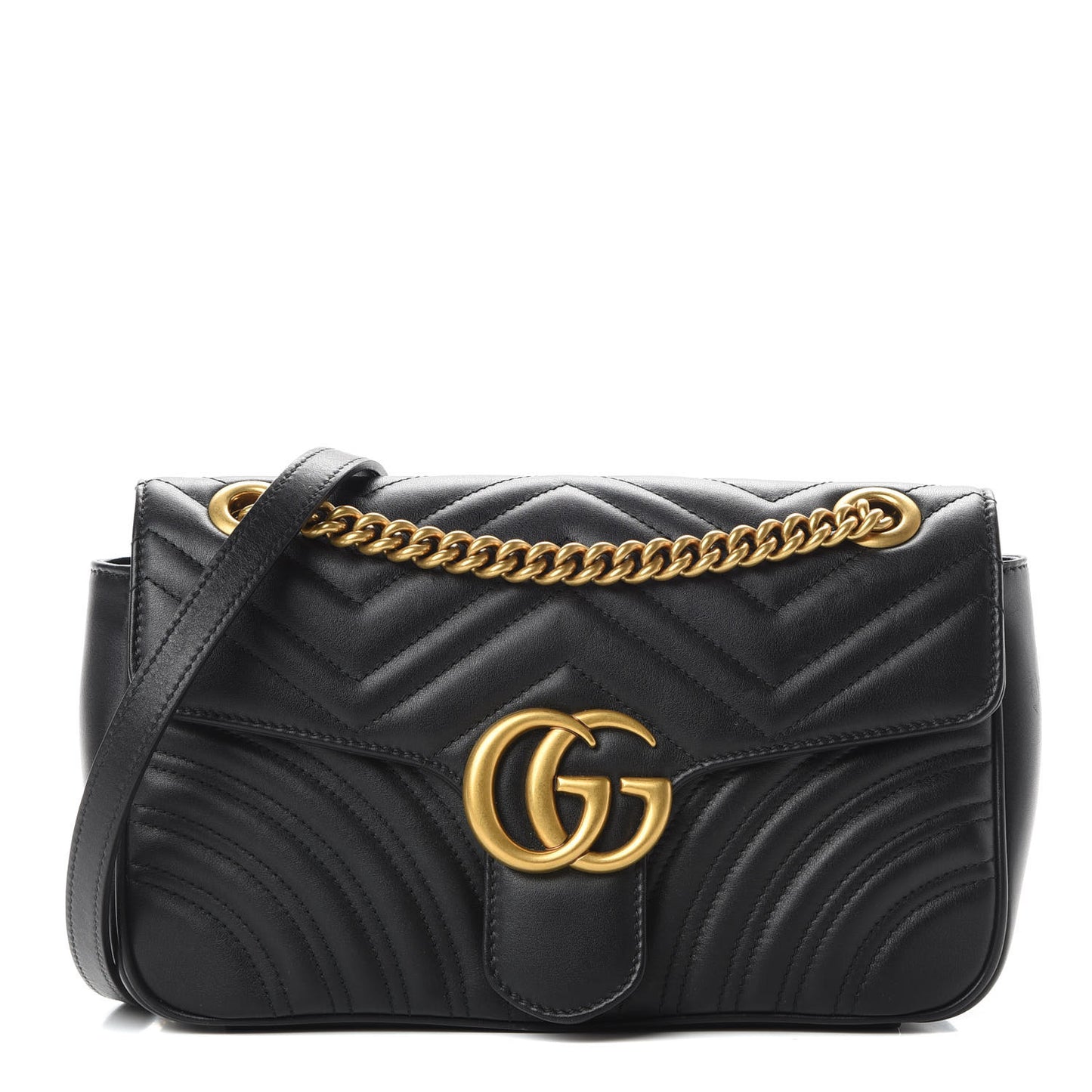 Calfskin Matelasse Small GG Marmont Shoulder Bag Black