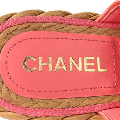 Chanel Terry Cloth Raffia CC Logo Thong Sandals 39 Pink 9 of 11