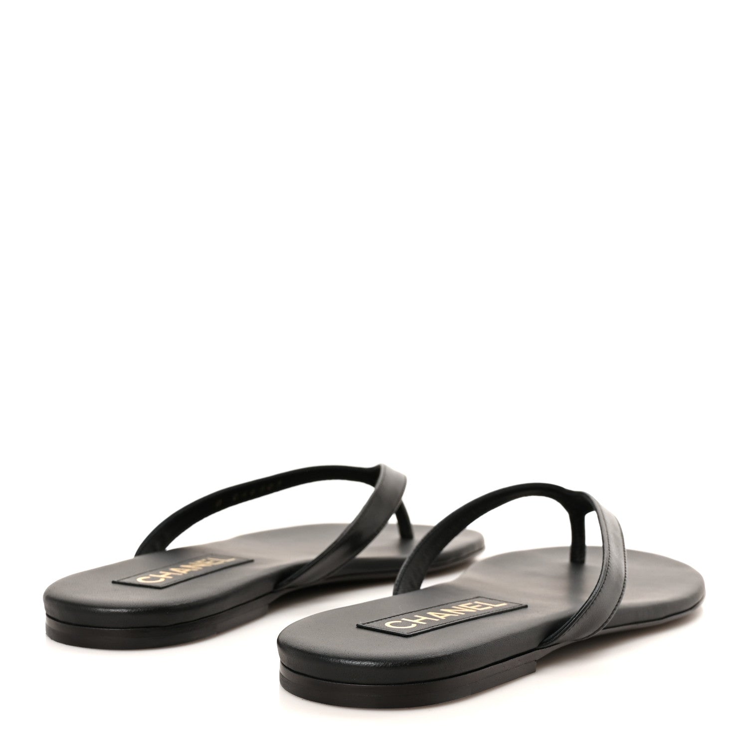 Chanel Shiny Lambskin Crystal CC Thong Sandals 38 Black 5 of 10