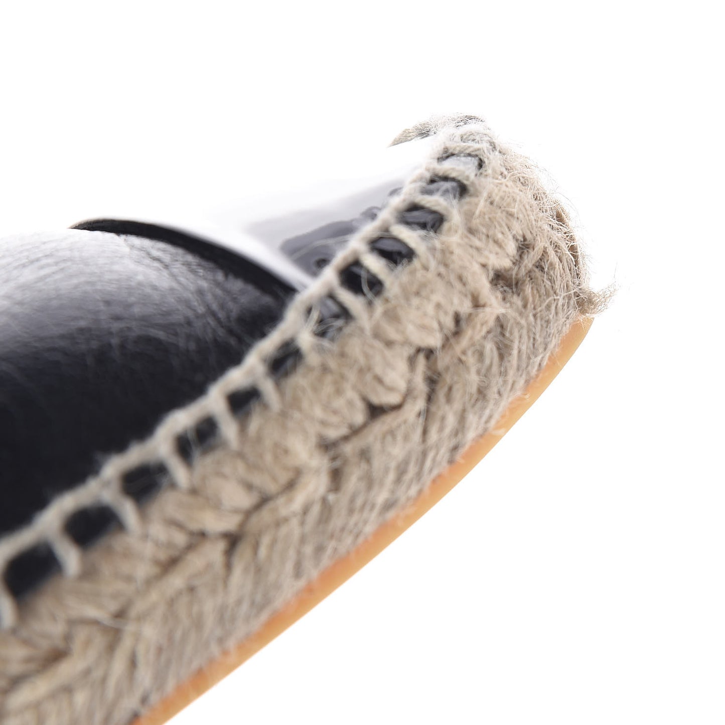 Goatskin Patent CC Espadrille Mules 39 Black