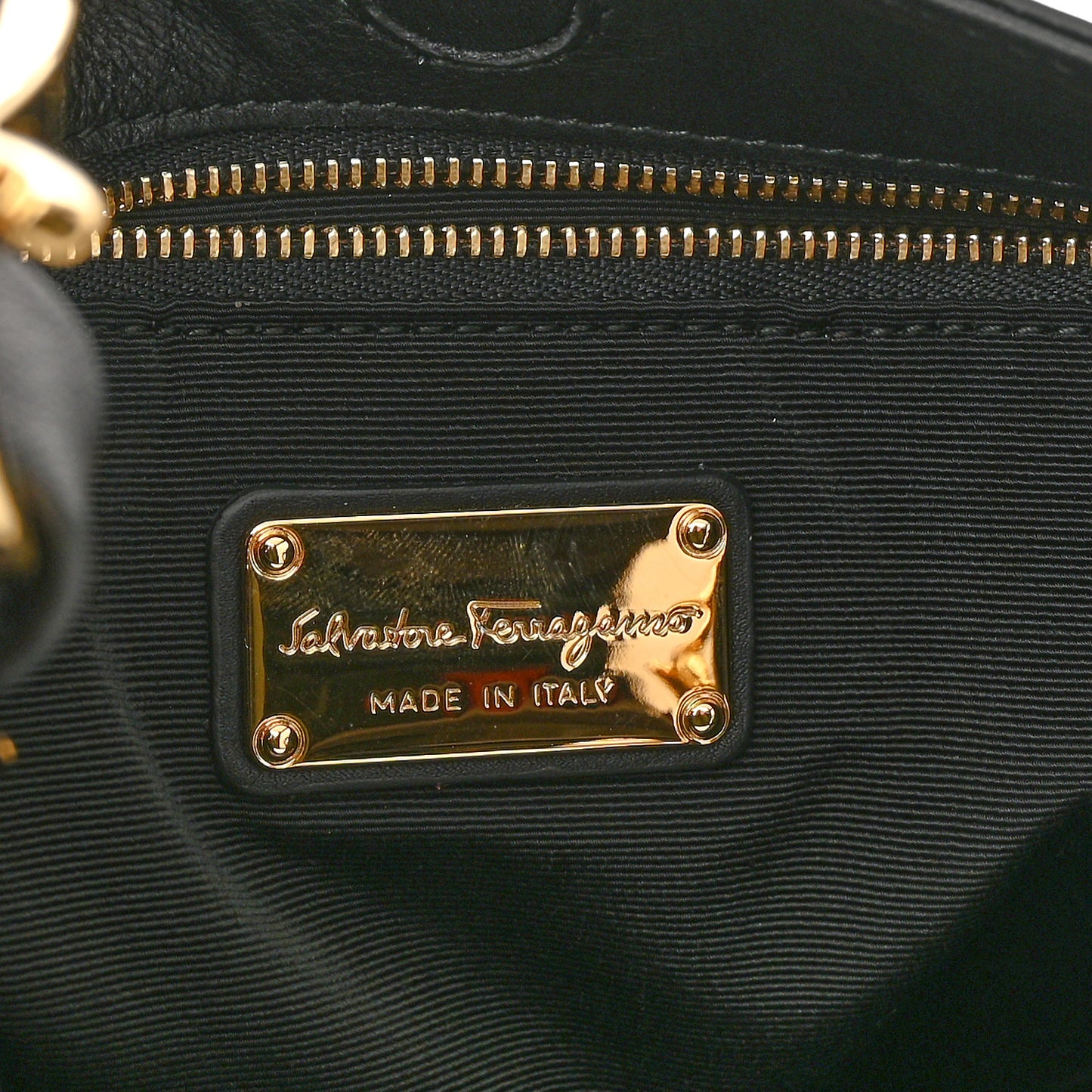 Calfskin Elle Gancini Chain Hobo Black