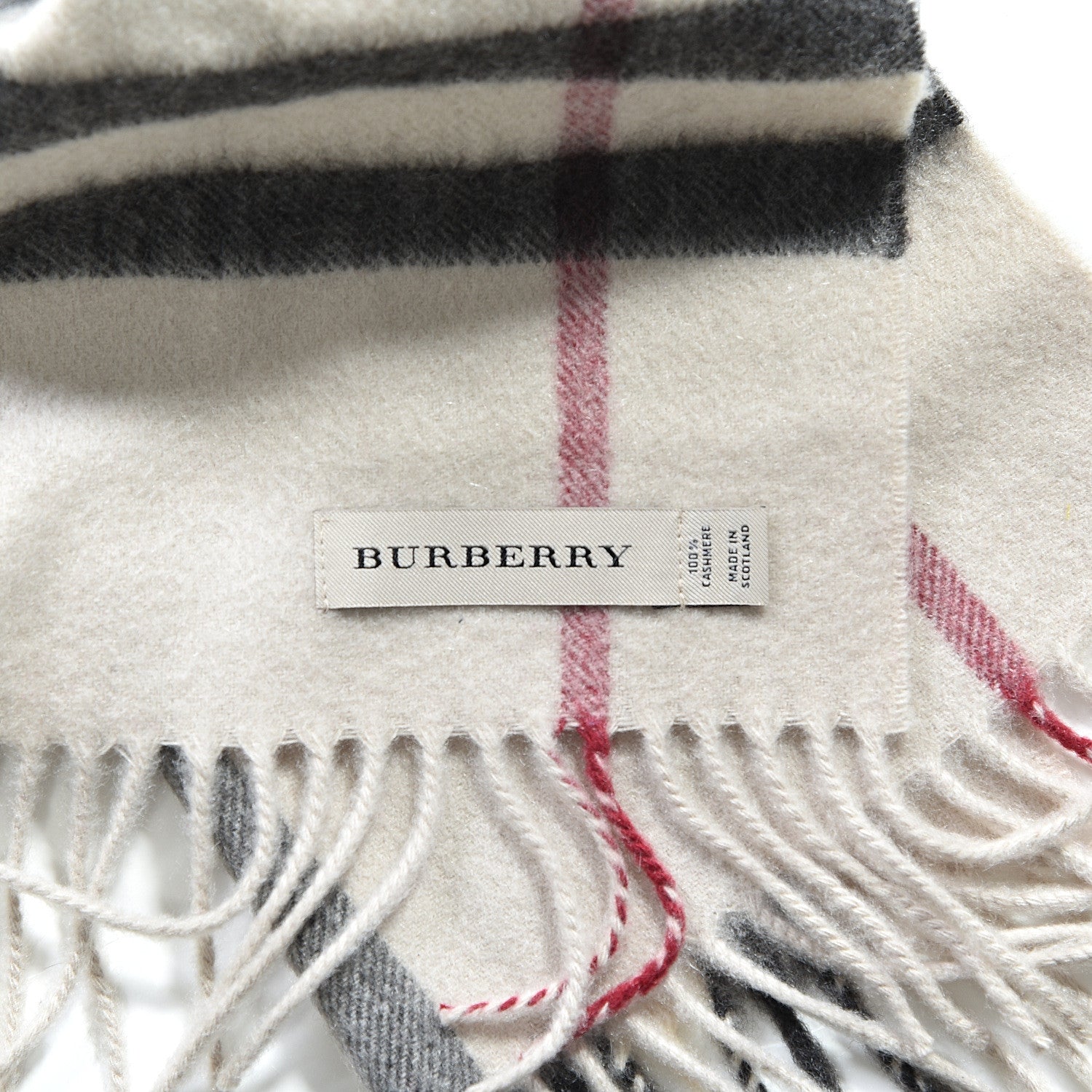 Burberry Cashmere Giant Check Fringe Scarf Stone 3 of 3