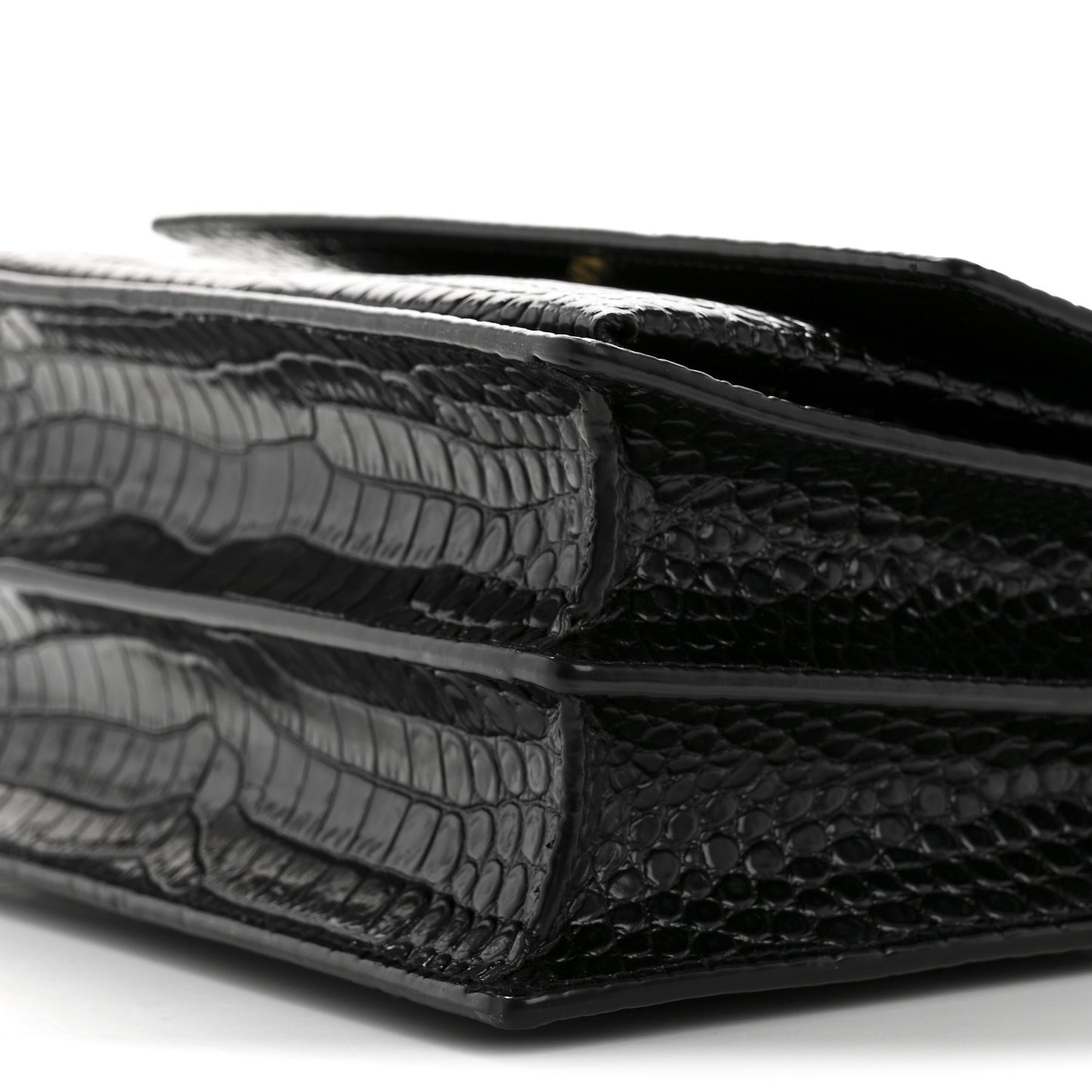 Calfskin Crocodile Embossed Medium Monogram Sunset Black