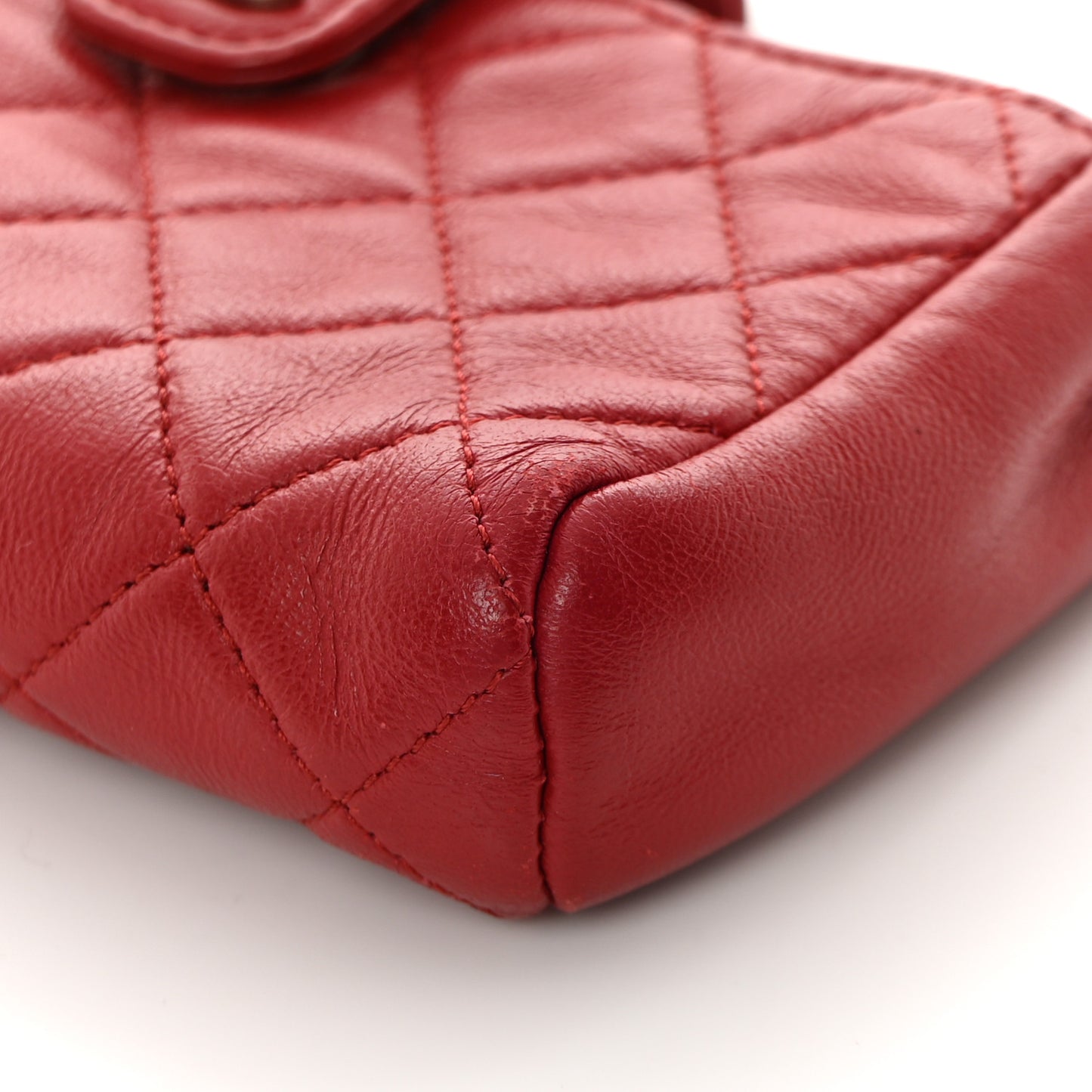 Lambskin Quilted Mini Phone Holder Clutch Red