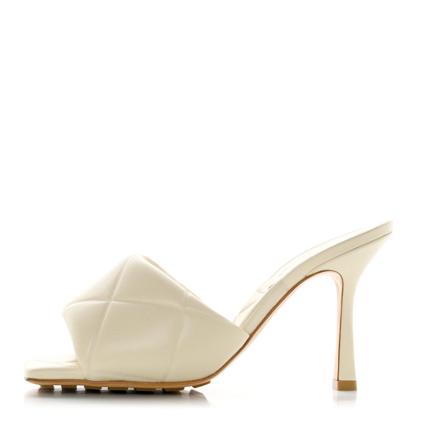 Nappa Quilted Rubber Lido Mule Sandals 37 Sea Salt