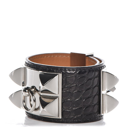 Hermes Matte Alligator Collier de Chien CDC Bracelet S Black 1 of 8