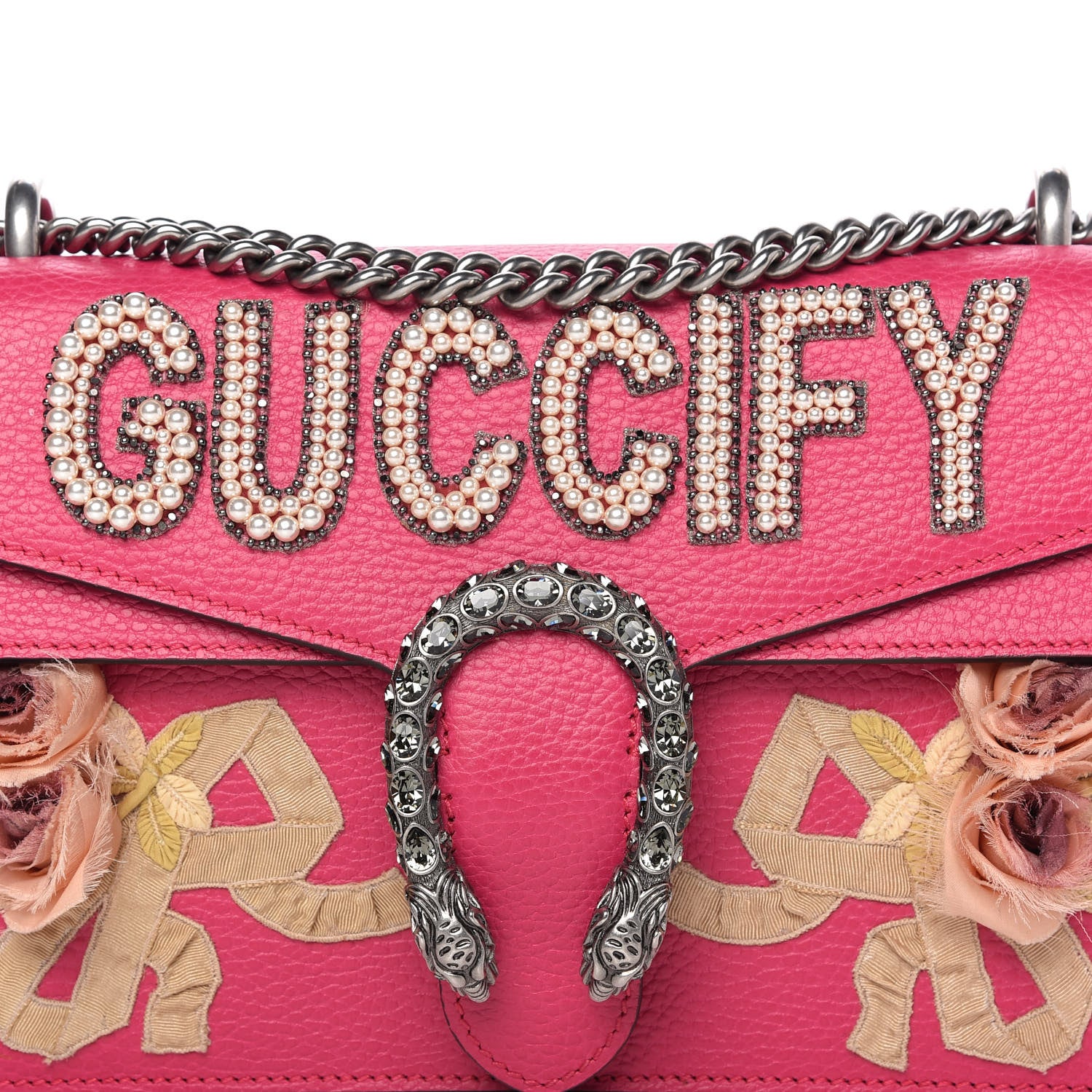 Gucci Pebbled Calfskin Embellished Guccify Small Dionysus Shoulder Bag Rosa 11 of 11