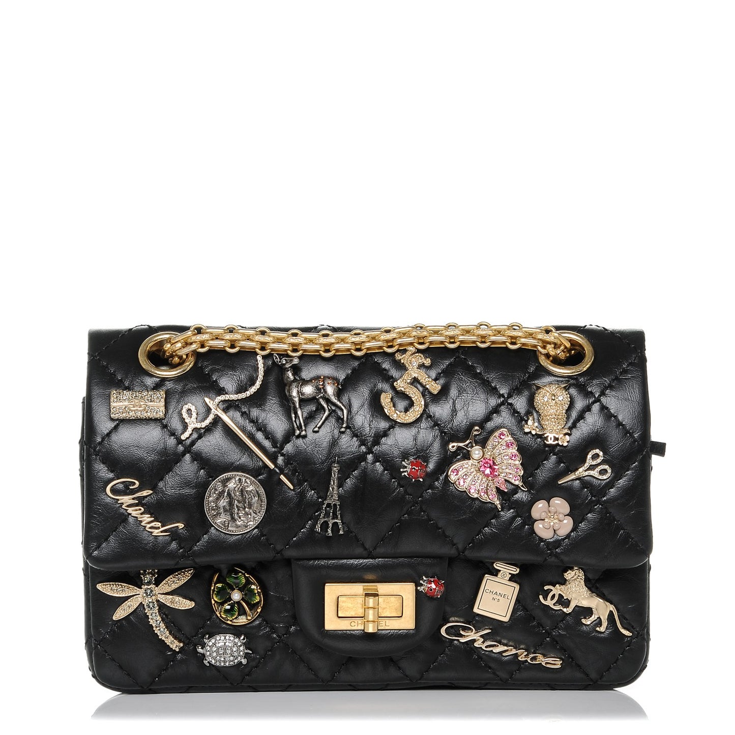 Aged Calfskin Lucky Charms 2.55 Reissue 224 Flap Black
