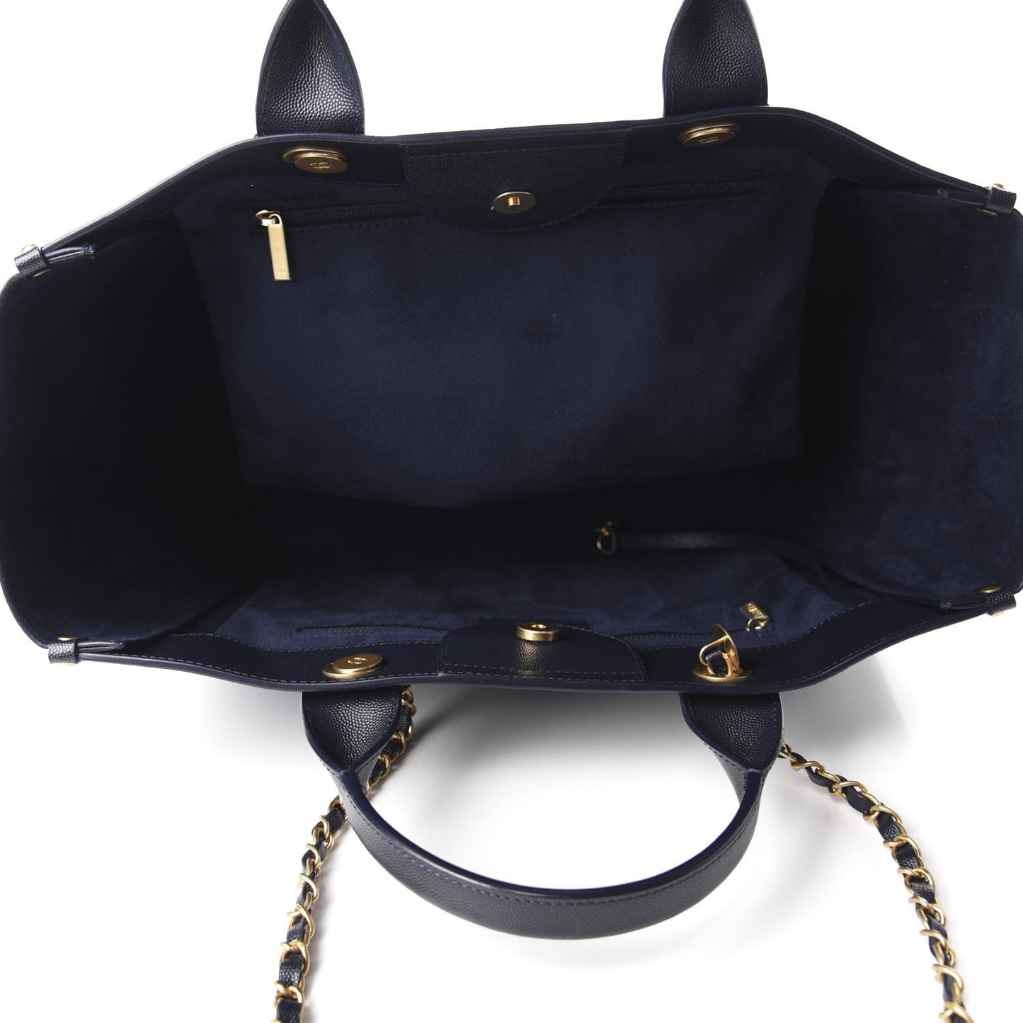 Caviar Medium Studded Deauville Tote Navy