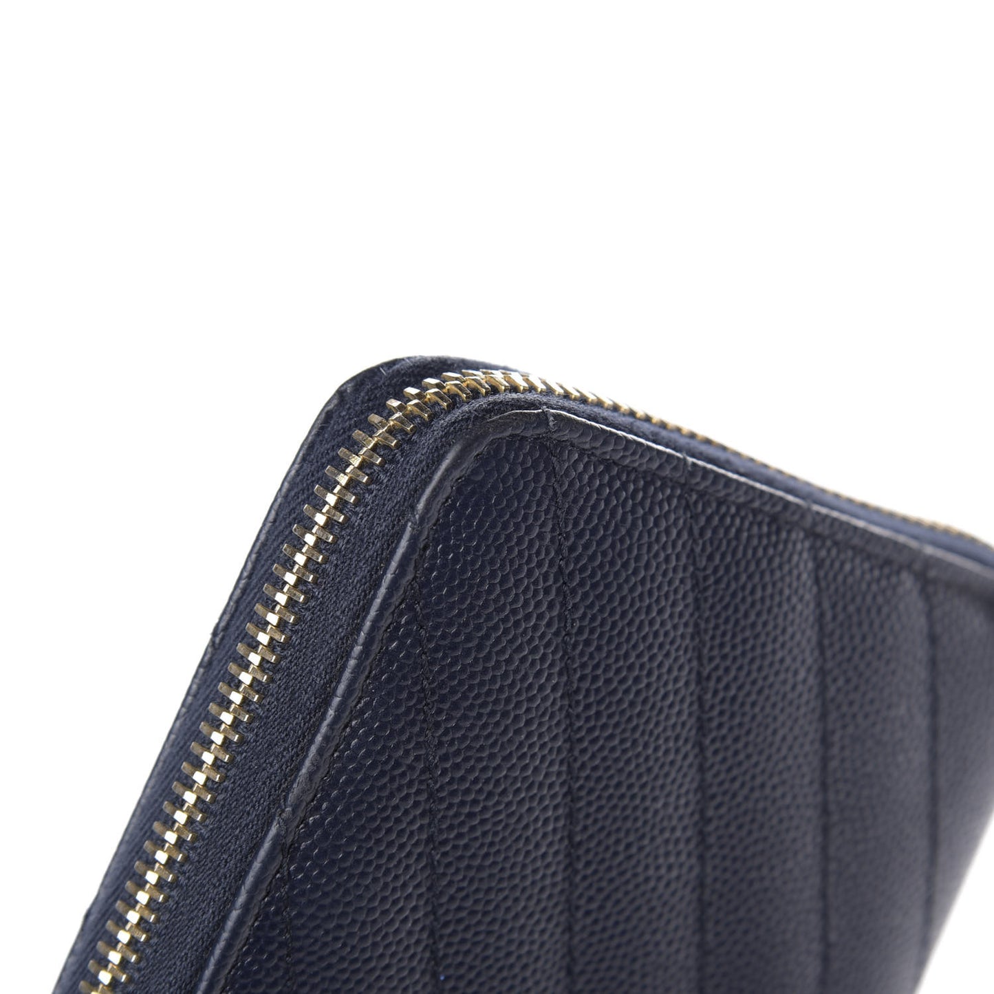 Grain De Poudre Matelasse Chevron Monogram Zip Around Wallet Navy