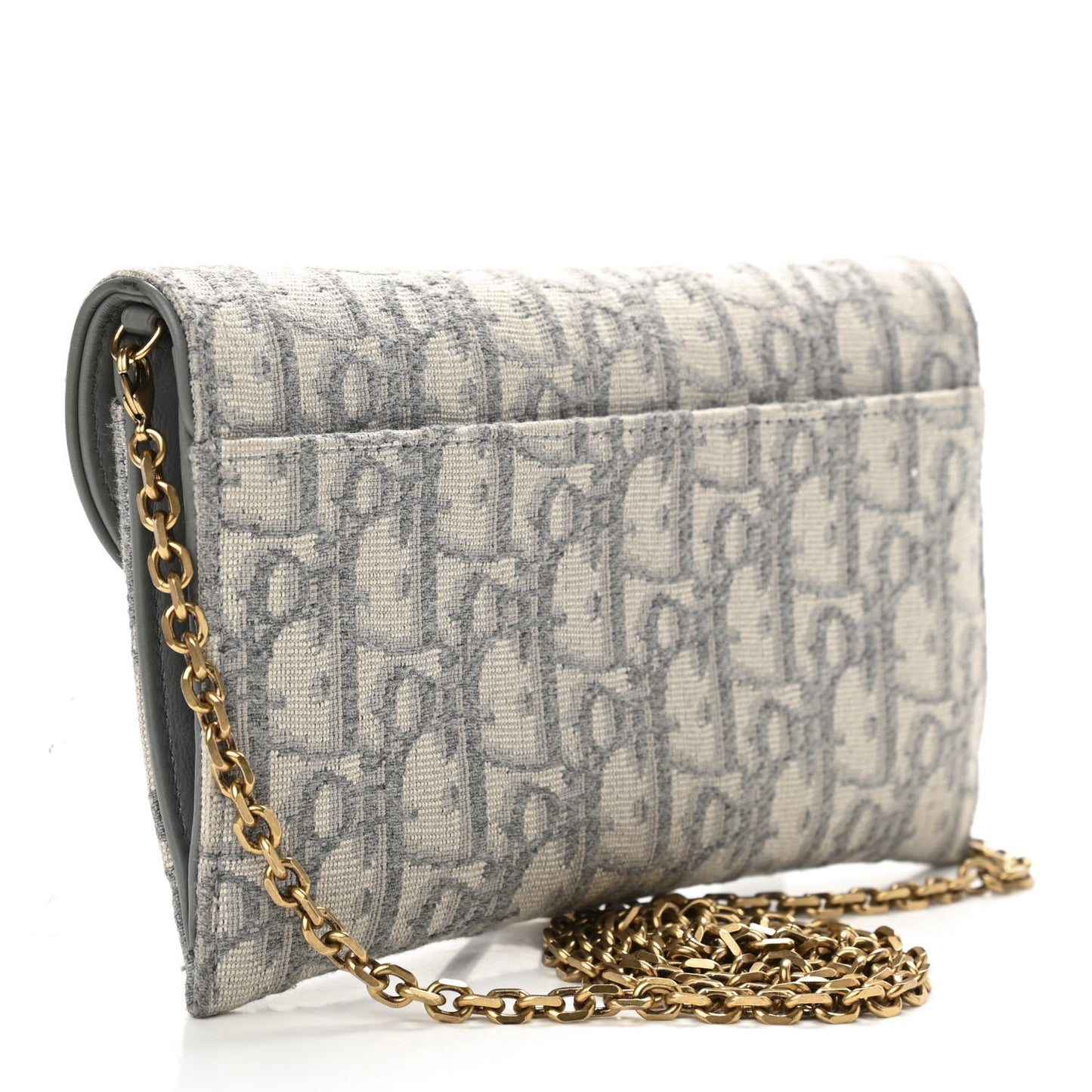 Oblique Saddle Chain Long Wallet Grey