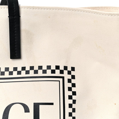 Versace Canvas Logo Tote Black White 25 of 28