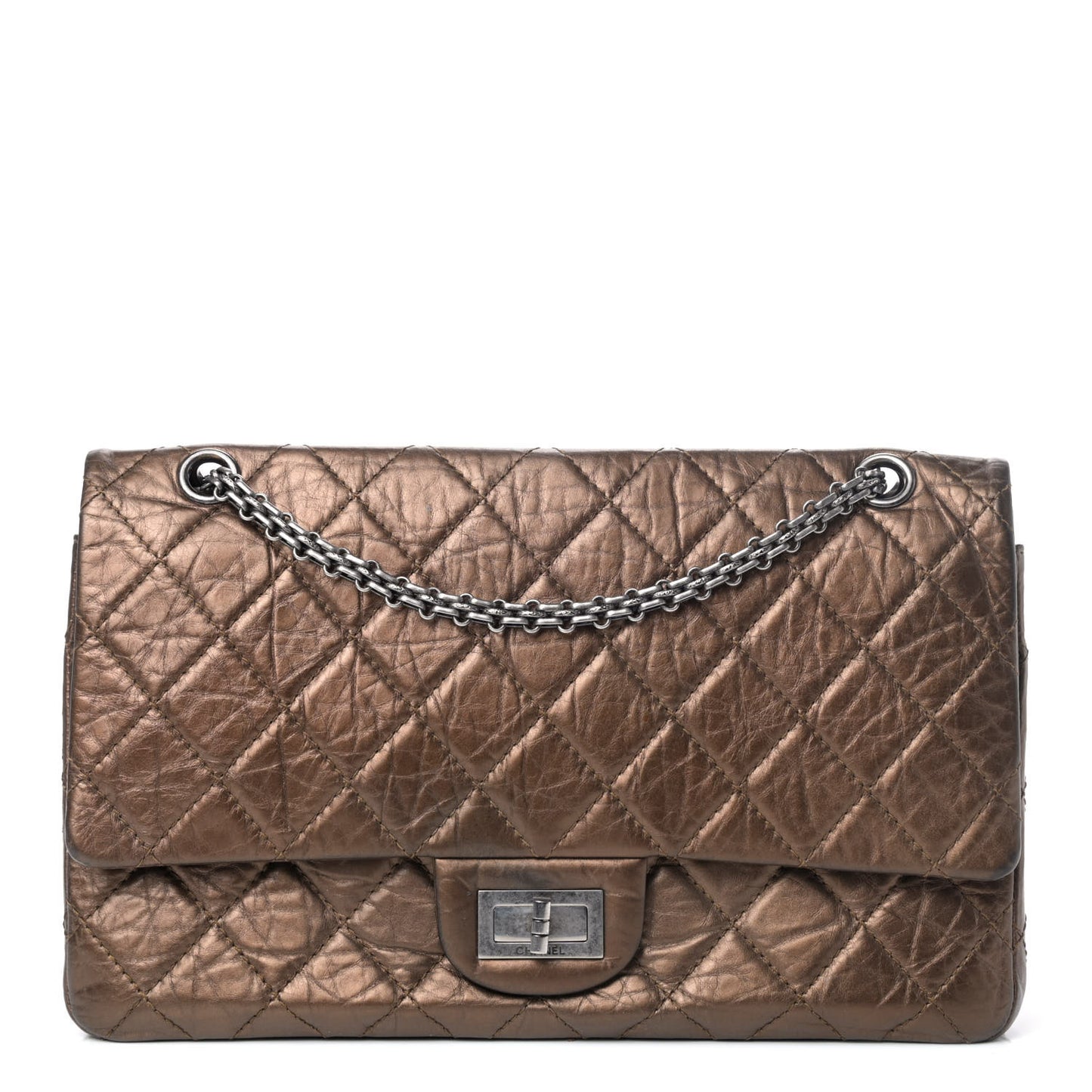 Metallic Aged Calfskin Quilted 2.55 Reissue 227 Flap Bronze