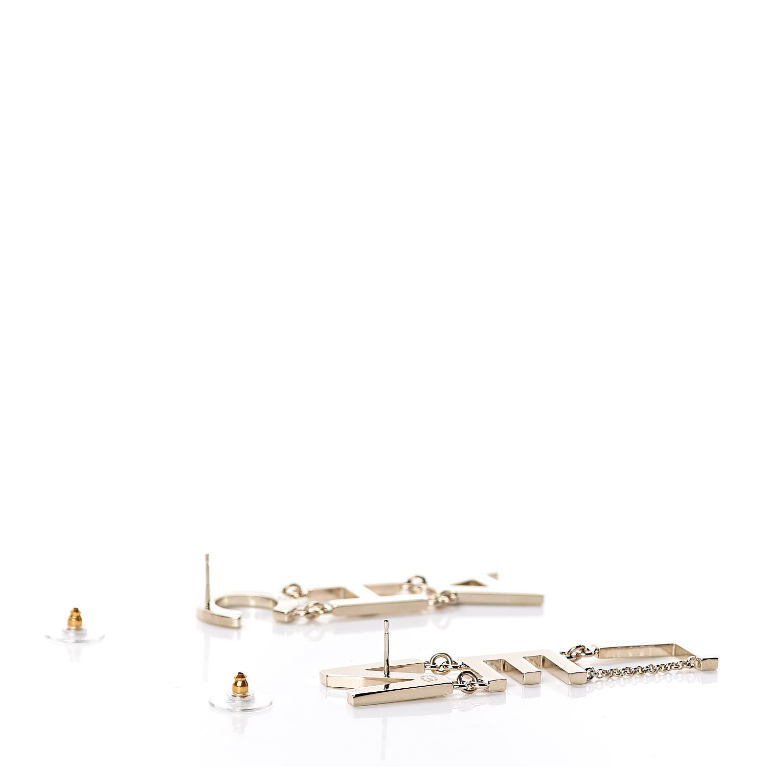 Chanel Metal Cha-Nel Logo Drop Earrings Gold 4 of 5