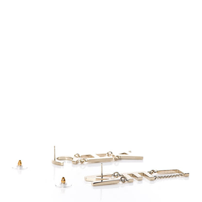 Chanel Metal Cha-Nel Logo Drop Earrings Gold 4 of 5