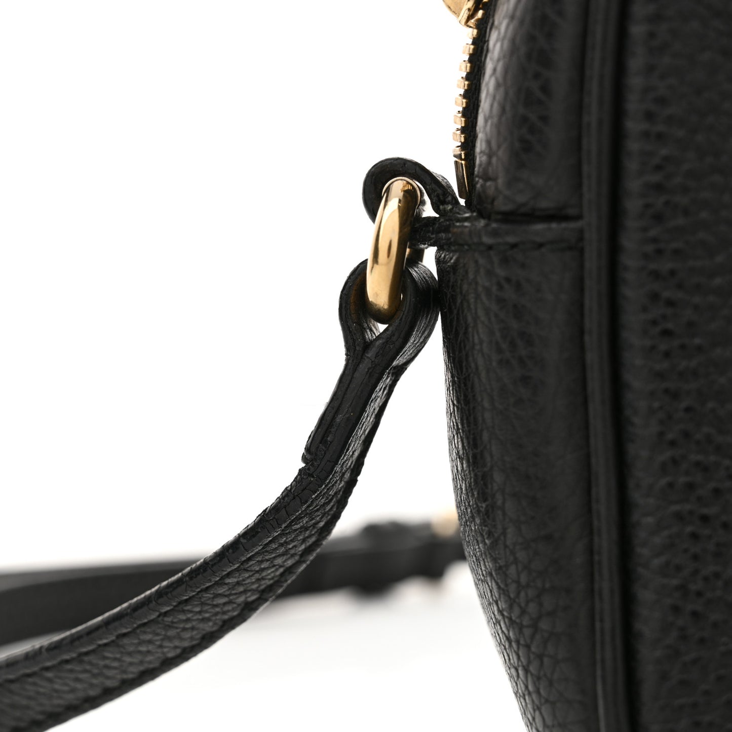 Pebbled Calfskin Small Soho Disco Bag Black
