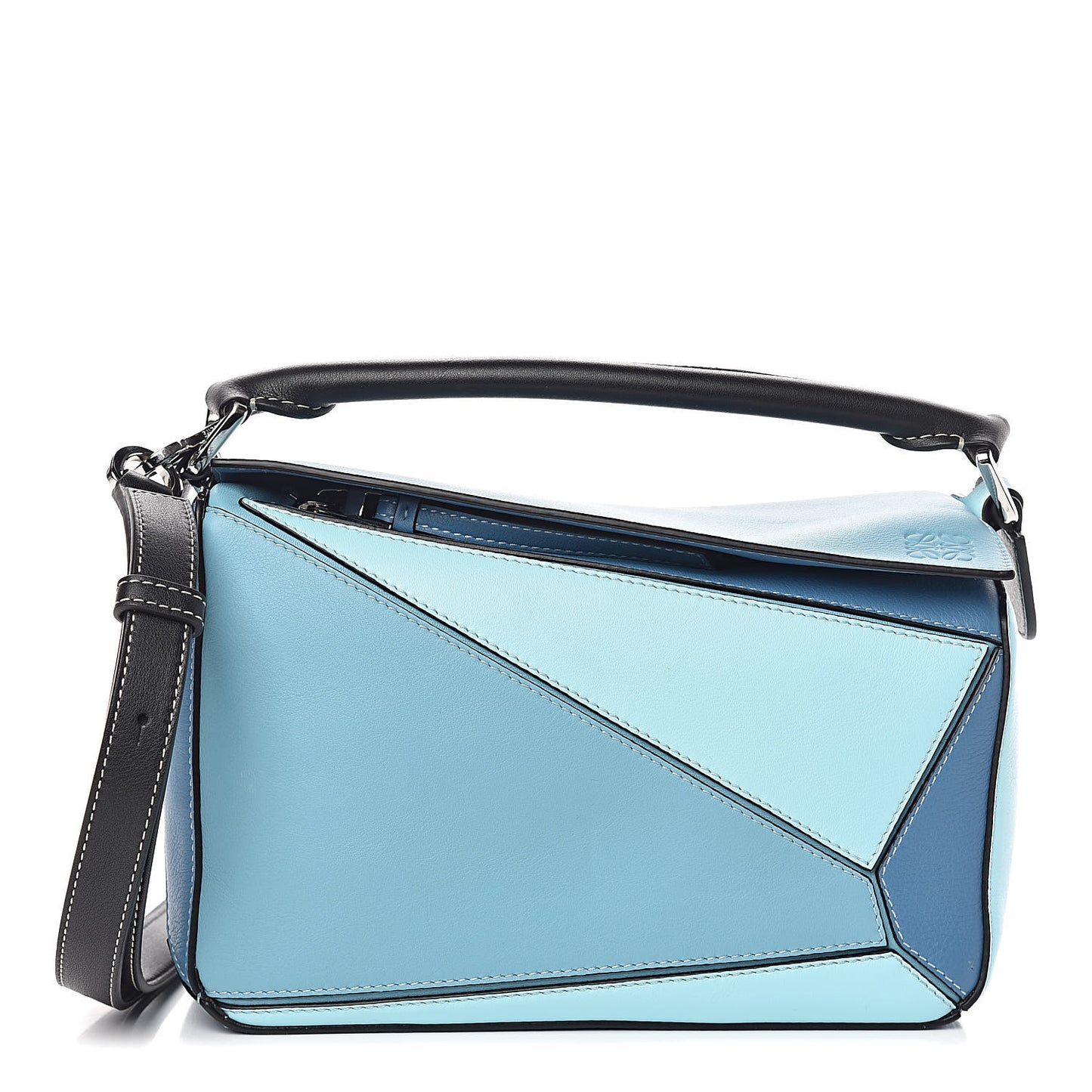 Calfskin Small Puzzle Bag Light Blue Aqua