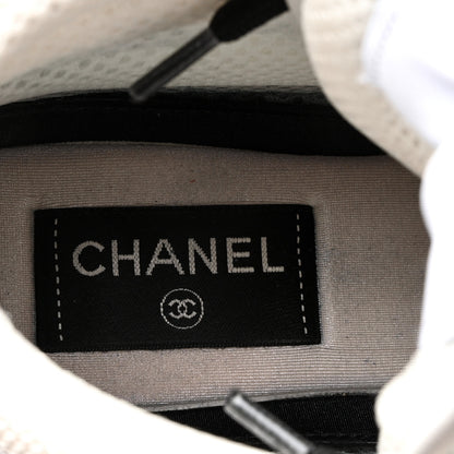 Chanel Suede Fabric Grained Calfskin Womens CC High Top Sneakers 39 White Navy 7 of 15