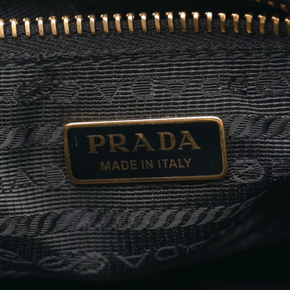 Prada Glossy Calfskin Triangle Medium Bonnie Shoulder Bag Black 6 of 11