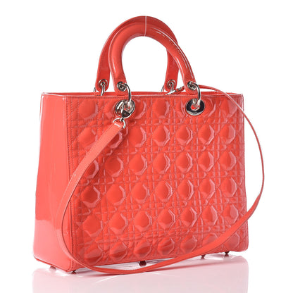 Christian Dior Patent Cannage Large Lady Dior Light Coral 3 of 13
