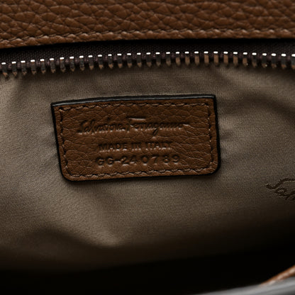 Salvatore Ferragamo Calfskin Gancini Embossed Zip Pouch Taupe 6 of 6