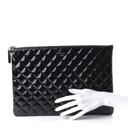 Chanel Patent Calfskin Quilted Valentine Hearts Large Cosmetic Case Black 2 of 11