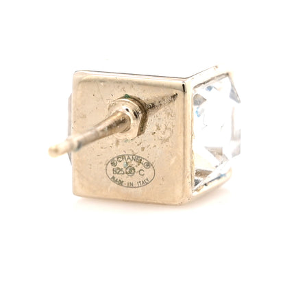 Chanel Metal Enamel Crystal CC Cube Earrings Gold Black 4 of 5